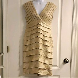 Adrianna Papell Champagne Midi Dress 10 NWOT